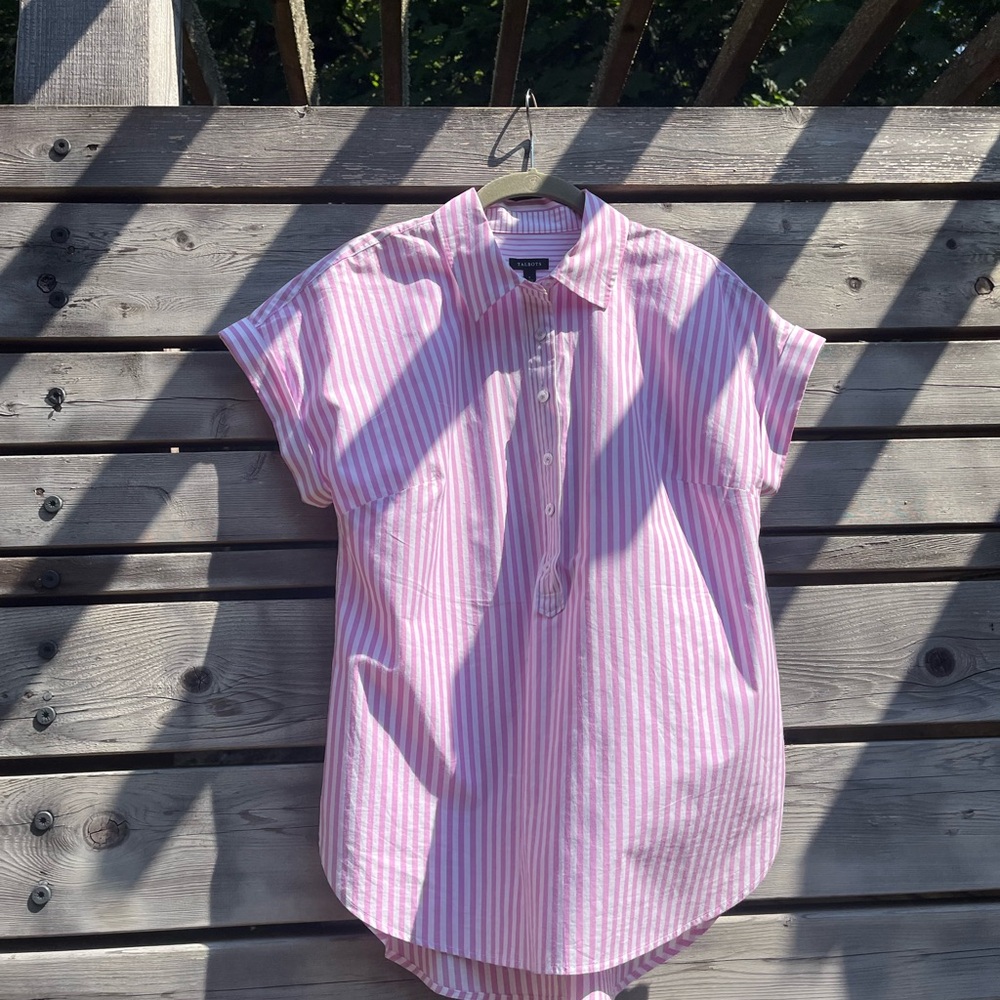 Talbots Pink and White Striped Blouse